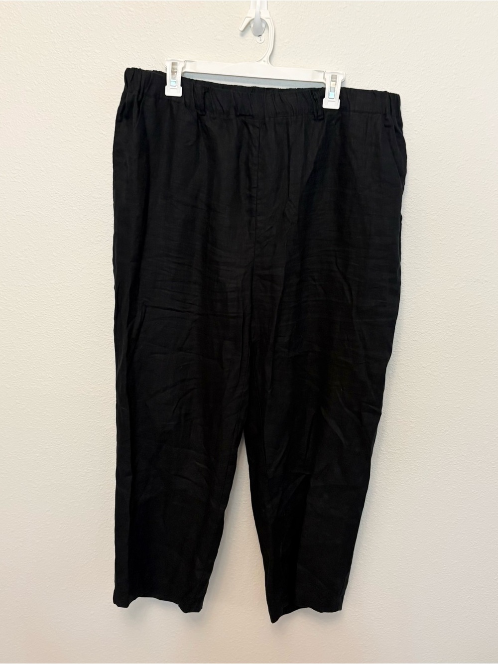 Quince Womens 100% European Linen Stretch Pants Black Size XL Pockets